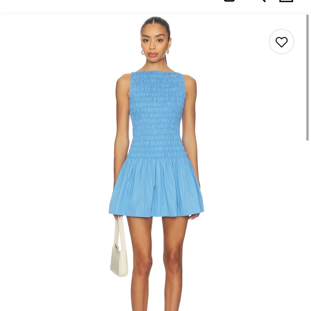Faithfull the Brand Light Blue Smocked Mini Dress